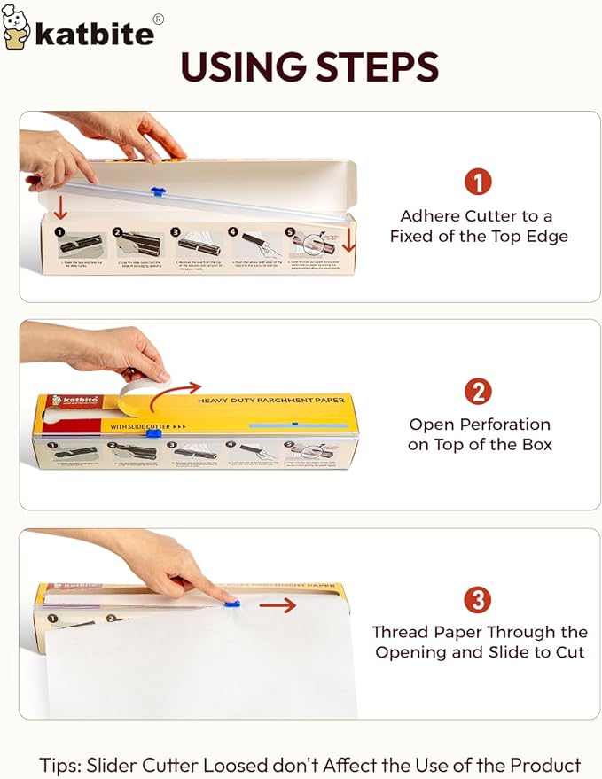 Katbite Heavy Duty Parchment Paper Roll for Baking, 12 in x 524 ft Non-Stick Baking Paper for
