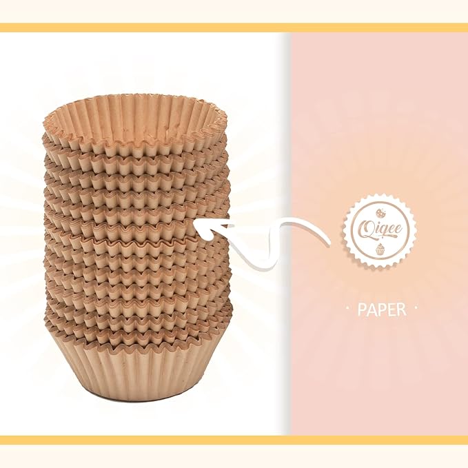 qiqee 600 Count Large Size Cupcake Liners Natural Muffin Liners Food Grade Jumbo Baking Cups Paper