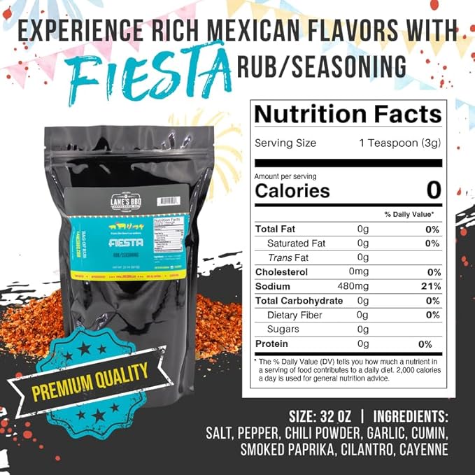 Lane's Fiesta Taco Seasoning Mix, All-Natural Keto Taco Seasoning, Chicken Taco Seasoning Mild, No