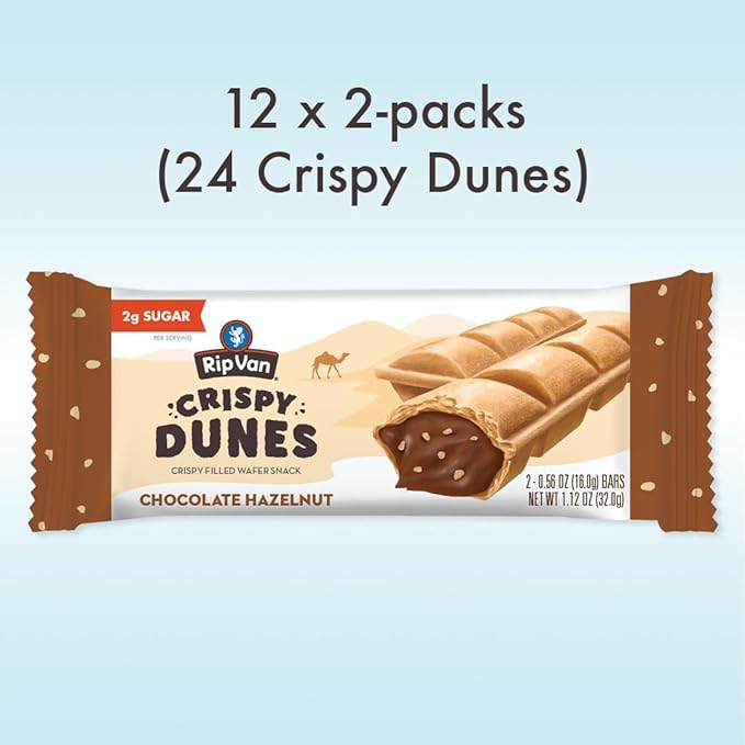 Crispy Dunes Vegan Chocolate Hazelnut Wafer Sticks ??Low-Calorie Keto Snack with Hazelnut Cream