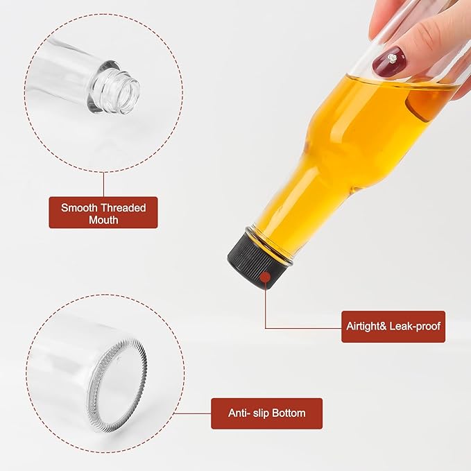DHSBTLS 12 PCS 5 oz Vanilla Extract Bottles 150 ml Hot Sauce Glass Bottle with Leak Proof Screw