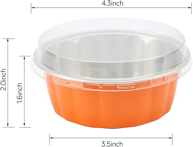 Beasea Disposable Ramekins for Baking, 8oz 100 Pack Aluminum Foil Cups with Lids, Creme Brulee