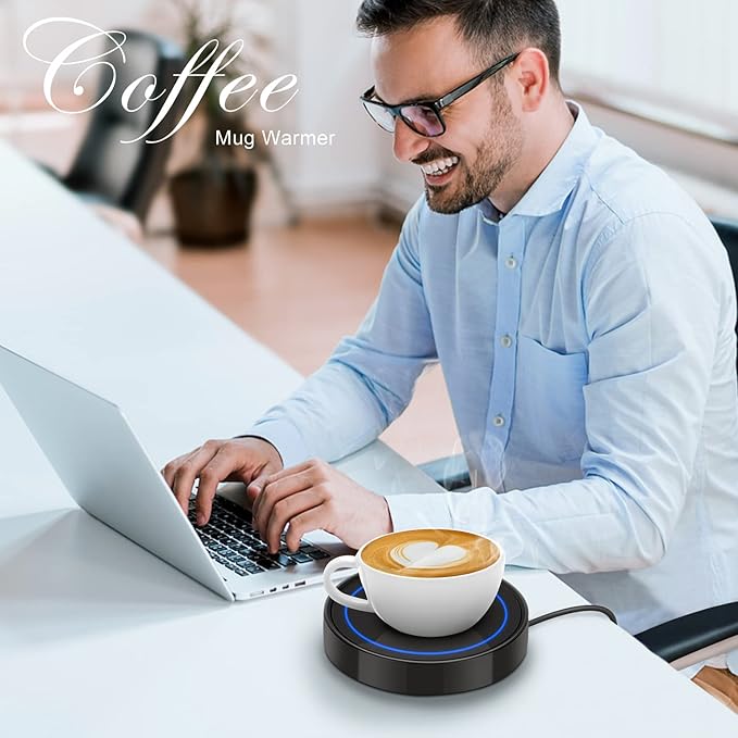 Coffee Mug Warmer, Electric Beverage Warmers for Office Home Desk Use, Smart Cup Warmer Thermostat