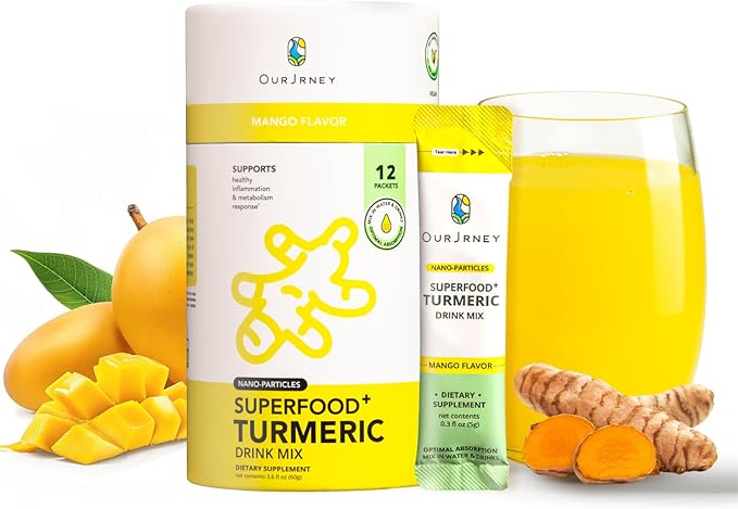 Nano Turmeric Curcumin Drink Powder, Golden Juice for Wellness & Immunity, No Turmeric Taste, Add