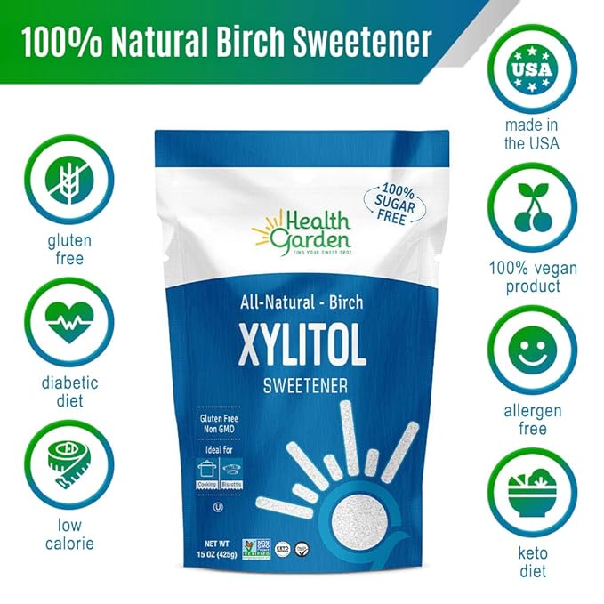 Health Garden Birch Xylitol Sweetener - 1 LB Resealable Bag - Pure Birch Xylitol - Non GMO, Kosher