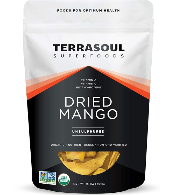 Terrasoul Superfoods Organic Dried Mango Slices, 16 Oz - Naturally Sweet & Tart | No-Added Sugar |