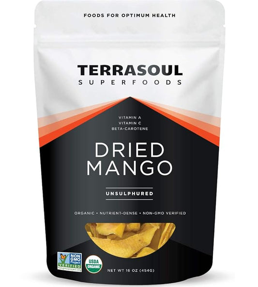 Terrasoul Superfoods Organic Dried Mango Slices, 16 Oz - Naturally Sweet & Tart | No-Added Sugar |