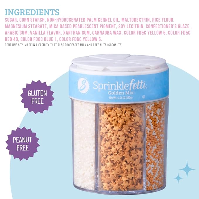 Sweets Indeed Sprinkles 6 Cell Edible Sprinkle Mix Jimmies Perfect for Cake Decorations Baking Ice