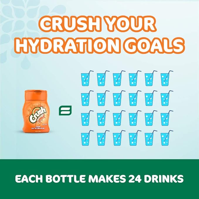 Crush, Orange, Liquid Water Enhancer - New, Better Taste! (4 Bottles, Makes 96 Flavored Water