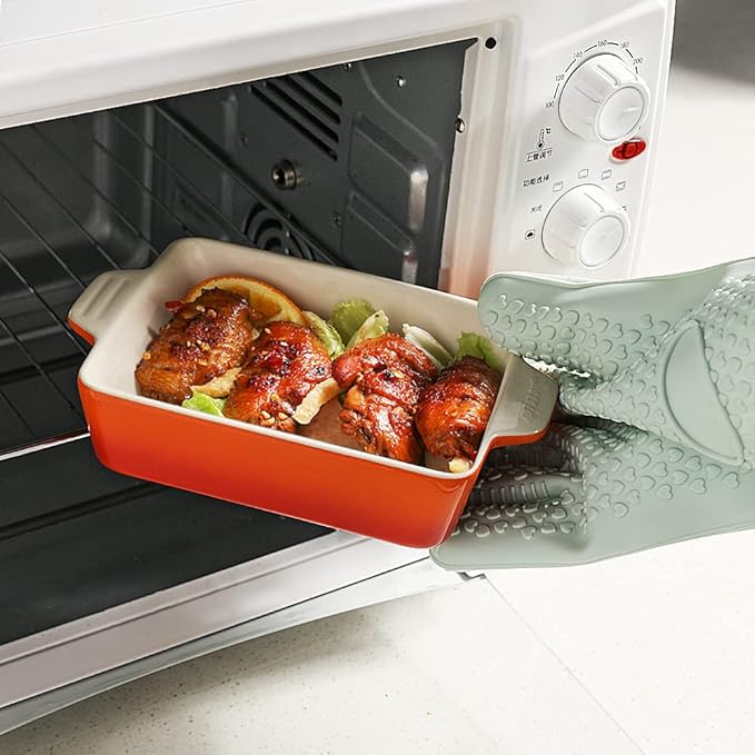 Sweejar Ceramic Baking Dish, Rectangular Small Baking Pan with Double Handles, 20 Oz for Cooking