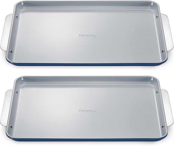 Caraway Non-Stick Ceramic Large Baking Sheet Duo - Naturally Slick Ceramic Coating - Non-Toxic