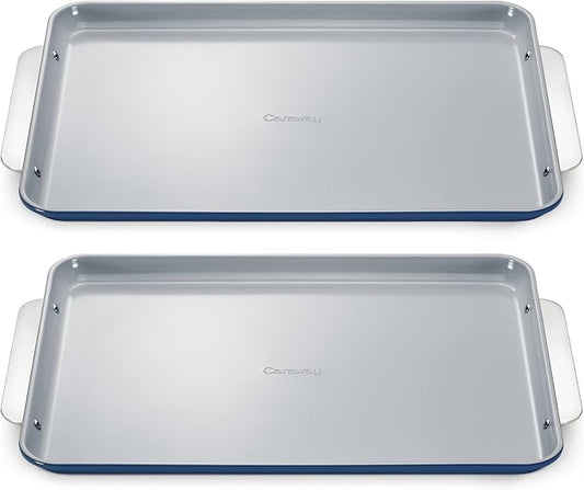 Caraway Non-Stick Ceramic Large Baking Sheet Duo - Naturally Slick Ceramic Coating - Non-Toxic