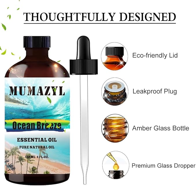 Ocean Breeze Essential Oil, Ocean Breeze Oil 4 Fl Oz 120ML for Diffuser Humidifier Yoga Cleaning
