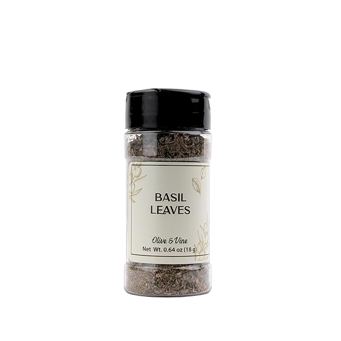 Olive & Vine Basil Leaves, Fresh Herbal Flavor, Seasoning for Pasta, Pesto, Salads, Rich Tradition