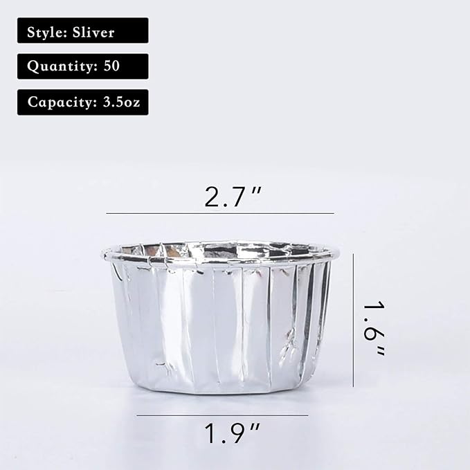 Party Hippo Cupcake Cups, 3.5 Oz 50 pcs Disposable Foil Muffin Liners, Gold Cupcake Baking Cups