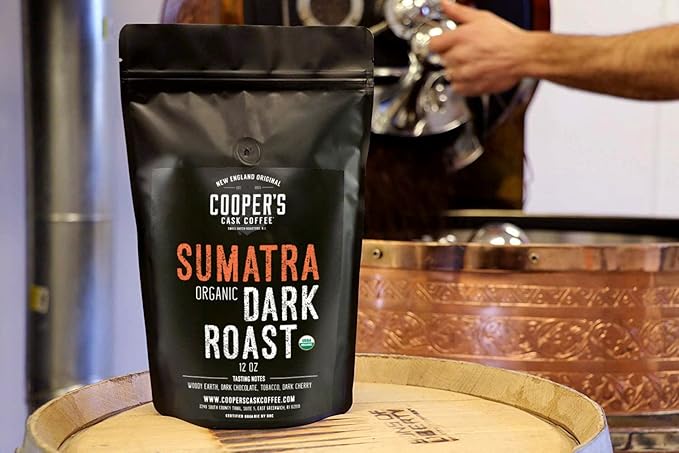 Organic Dark Roast Sumatra, Smooth and Rich Single Origin Grade 1 Premium Coffee - 12 oz Bag (Whole