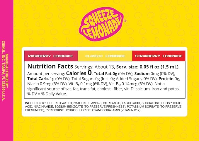 Cirkul Squeeze Lemonade Flavor Cartridge Variety Pack with B Vitamins, 6-Pack (2 Classic, 2