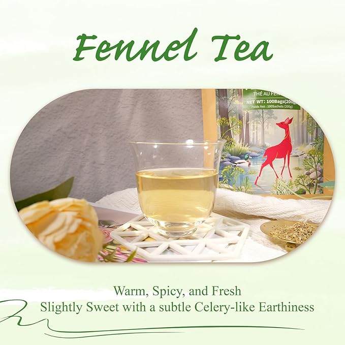 WT WEETEE Fennel Tea Bags 100 Count, 100% Natural & Pure Fennel Seeds Tea, Smooth & Sweet, No