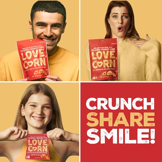 LOVE CORN | Habanero Chilli Delicious Crunchy Corn | 0.7oz, 20 bags | Low-Sugar, Gluten-Free, Plant