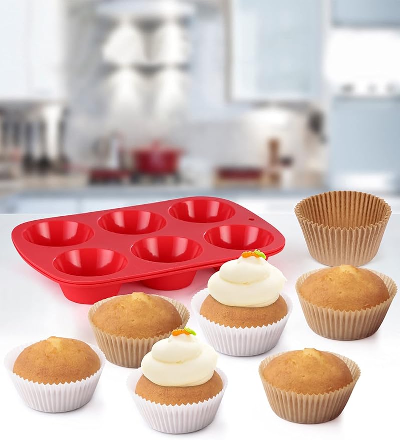 Jumbo White Cupcake Liners Greaseproof Paper 200-Count - Gifbera Odorless Muffin Baking Cups