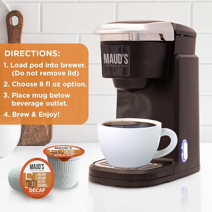 Maud's Decaf Salted Caramel Flavored Coffee Pods, 18 ct, Decaffeinated Medium Roast Flavored Coffee