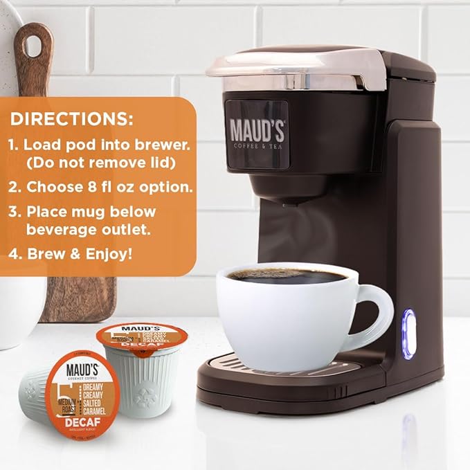 Maud's Salted Caramel Flavored Coffee Pods, 100 ct, Medium Roast Flavored Coffee in Recyclable