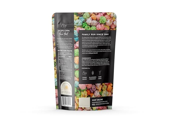 Miss Hannah's Gourmet Tutti Frutti Popcorn - Colorful & Flavorful Snack Blend with Blue Raspberry