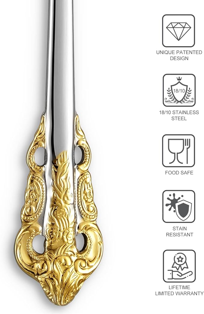 KEAWELL Gorgeous Round Soup Spoon, Set of 4, 18/10 Stainless Steel, Luxury Bouillon Spoon