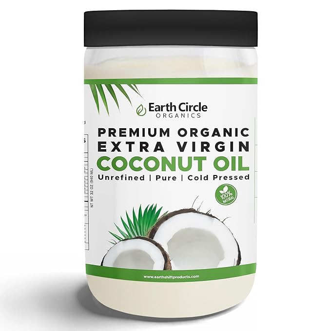 Earth Circle Organics Premium Ultra Pure Extra Virgin Organic Coconut Oil, Cold Pressed, Baking