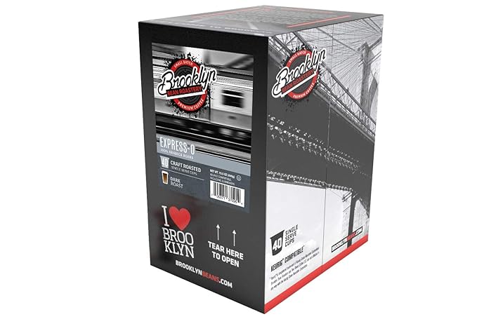 Brooklyn Beans Express-O Gourmet Coffee Pods - Compatible with Keurig 2.0 K Cup Brewers, 40 Count
