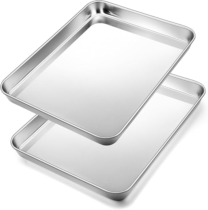 2Pcs Baking Sheet Pan Set, Joyfair Stainless Steel Cookie Sheets, Commercial Metal Pans Toaster