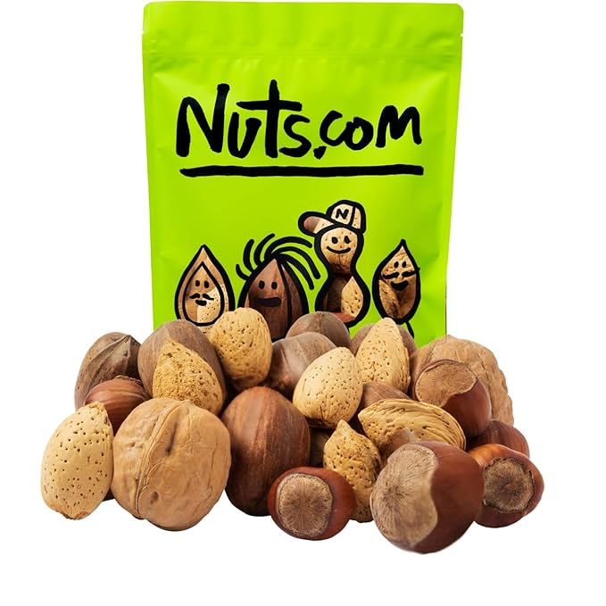 Nuts.com Mixed Nuts in Shell, No Brazil Nuts - 3 lb Bag, Natural, Includes Walnuts, Hazelnuts