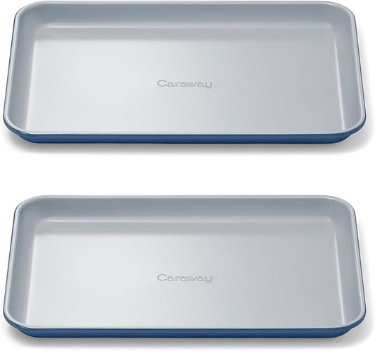 Caraway Nonstick Ceramic Small Baking Sheet Duo (9x13”) – Non-Toxic, PTFE & PFOA Free – Oven Safe