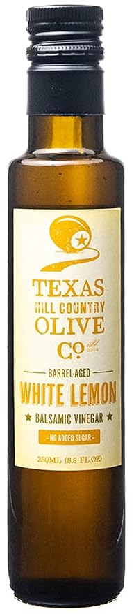 White Lemon Balsamic Vinegar - Gourmet Barrel Aged Infused Balsamic Vinegar - Great for Dressing