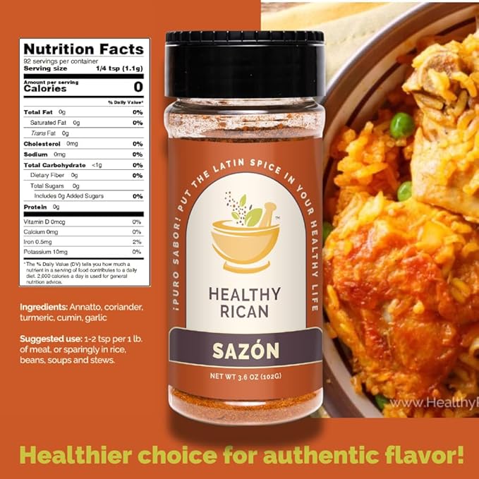 Healthy Rican Savory Chicken Mix Sazon and Sofrito Herb Seasoning for Meat Beef Vegetables Stews