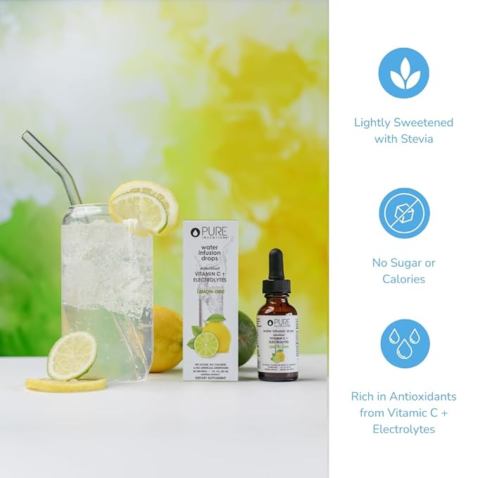 Pure Inventions - Lemon Lime Water Infusion Drops - Antioxidants, Vitamin C & Electrolytes - Health