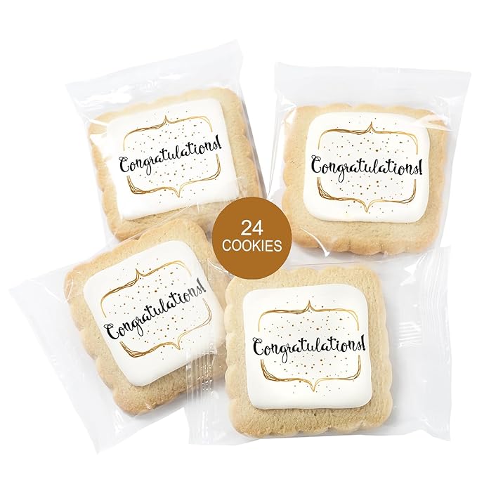 Congrats Cookies Party Favors Congratulations | 24 Pack Individually Wrapped | Cookie Treats Snacks