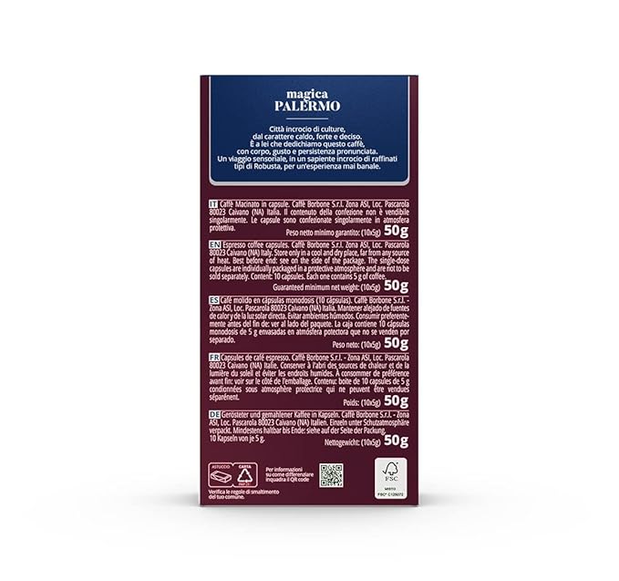 Caffe Borbone Aluminum Coffee Pods Compatible with Nespresso Original Machines, Magica Palermo
