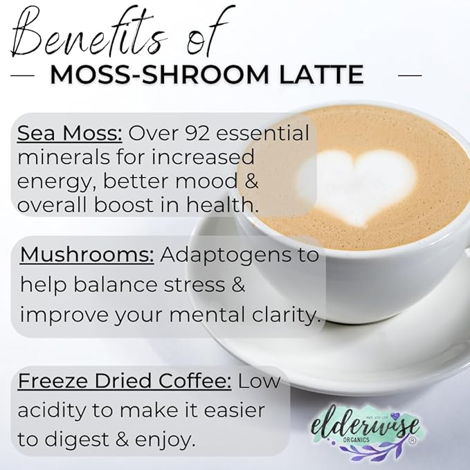Elderwise Organics Coffee - Latte - Lion's Mane, Chaga, Reishi, Cordyceps, MCT Oil, Coconut Cream &