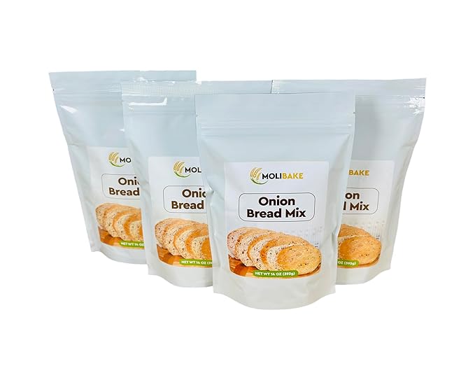 Molibake Onion Bread Mix ??Pack of 4 ??Premium All-Natural Baking Mix for Bread Machine and Oven
