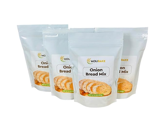 Molibake Onion Bread Mix ??Pack of 4 ??Premium All-Natural Baking Mix for Bread Machine and Oven