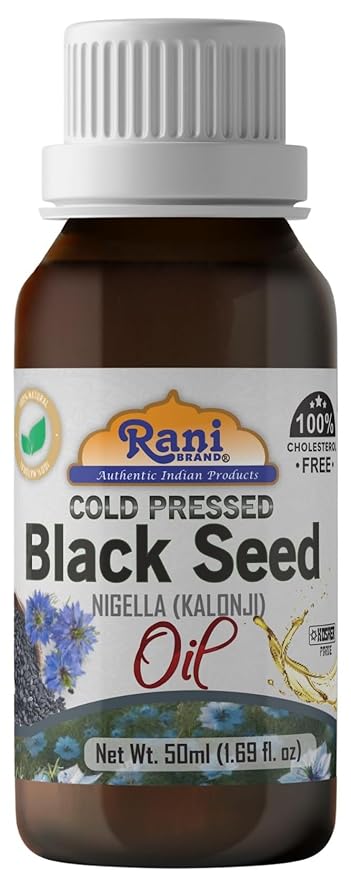 Rani Pure Black Seed (Nigella, Kalonji) Oil 1.69 Fl oz (50ml) Cold Pressed ~ 100% Cholesterol Free