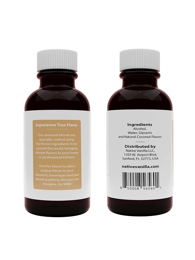 Native Vanilla - Coconut Flavor - 4 Fl Oz - Pure Flavors and Extracts - Perfect for Cooking