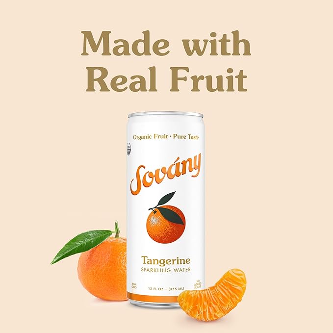 Sovány Sparkling Water, Tangerine, Seltzer Water Drinks, USDA Organic, Made With Real Fruit