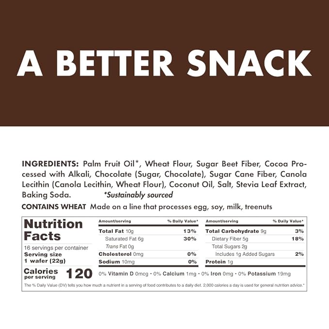 Rip Van Dark Chocolate Wafer Cookies - Healthy Snacks - Non GMO, Keto, Low Carb, Low Sugar (2g)