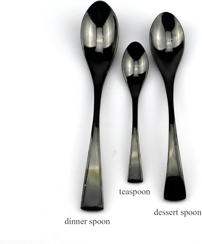 JASHII 18/10 Stainless Steel 20 Piece Mirror Polished Black Flatware Set,Dinner Knife Fork Salad