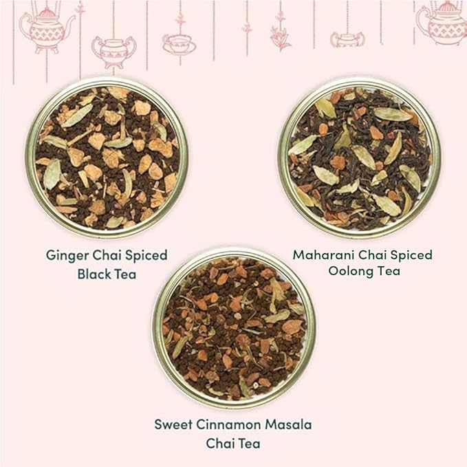 VAHDAM, Oprah's Favorite Tea Gift Sets | 3 Premium Chai Teas in Golden Tin Caddy Gift Box | Exotic