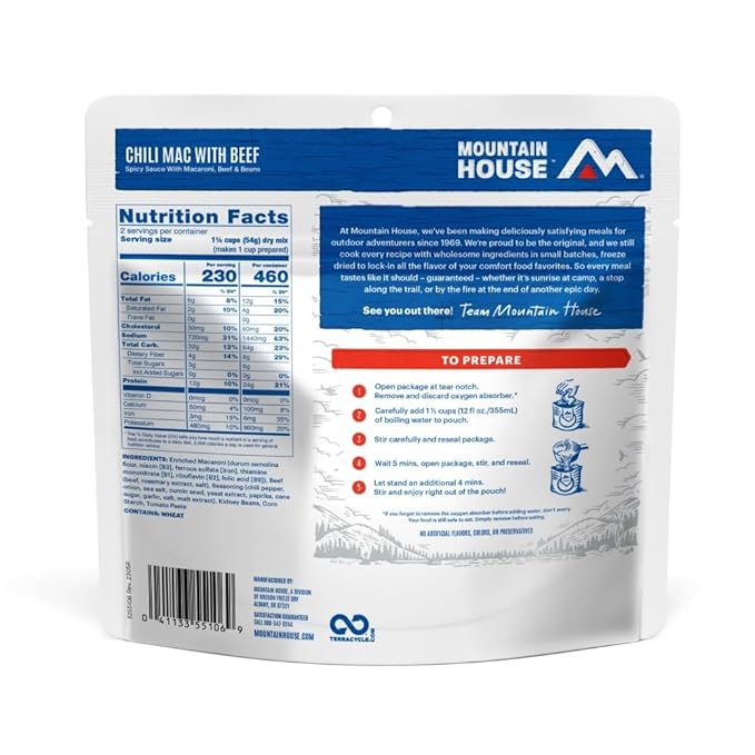 Mountain House Chili Mac with Beef | Freeze Dried Backpacking & Camping Food | 2 Servings