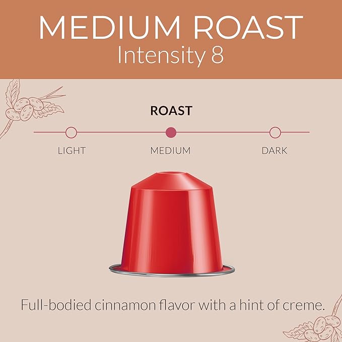 Camilla’s Heritage - Intensity 8 Cinnamon Flavored Espresso Coffee, Gourmet Espresso Cups, 60