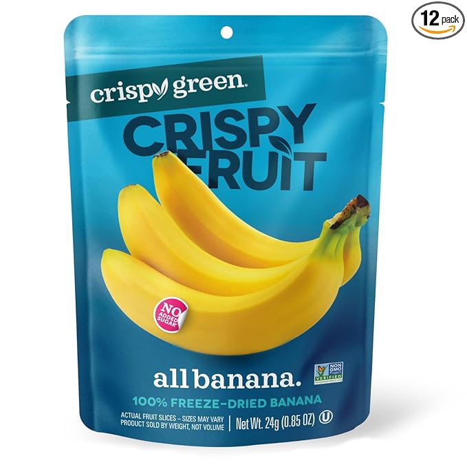 Crispy Green Natural Freeze-Dried Fruit, Banana Single-Serve, No Sugar Added, 0.85 Ounce (Pack of